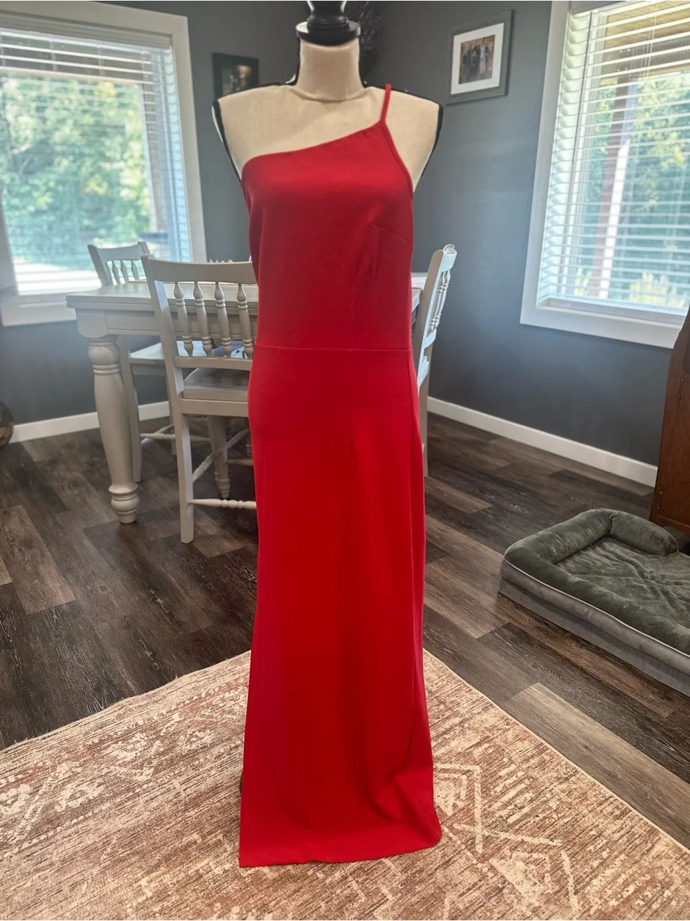 Abercrombie & Fitch One Shoulder  Maxi Dress Red Split Formal Wedding LT NWT